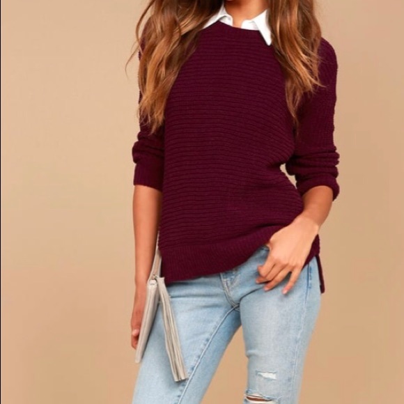 BB Dakota Sweaters - BB Dakota Briegh Plum Purple Knit Sweater